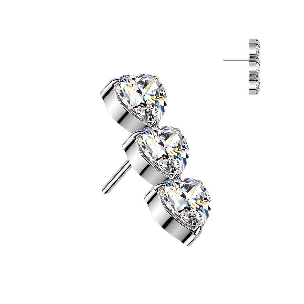 Triple Vertical CZ Heart