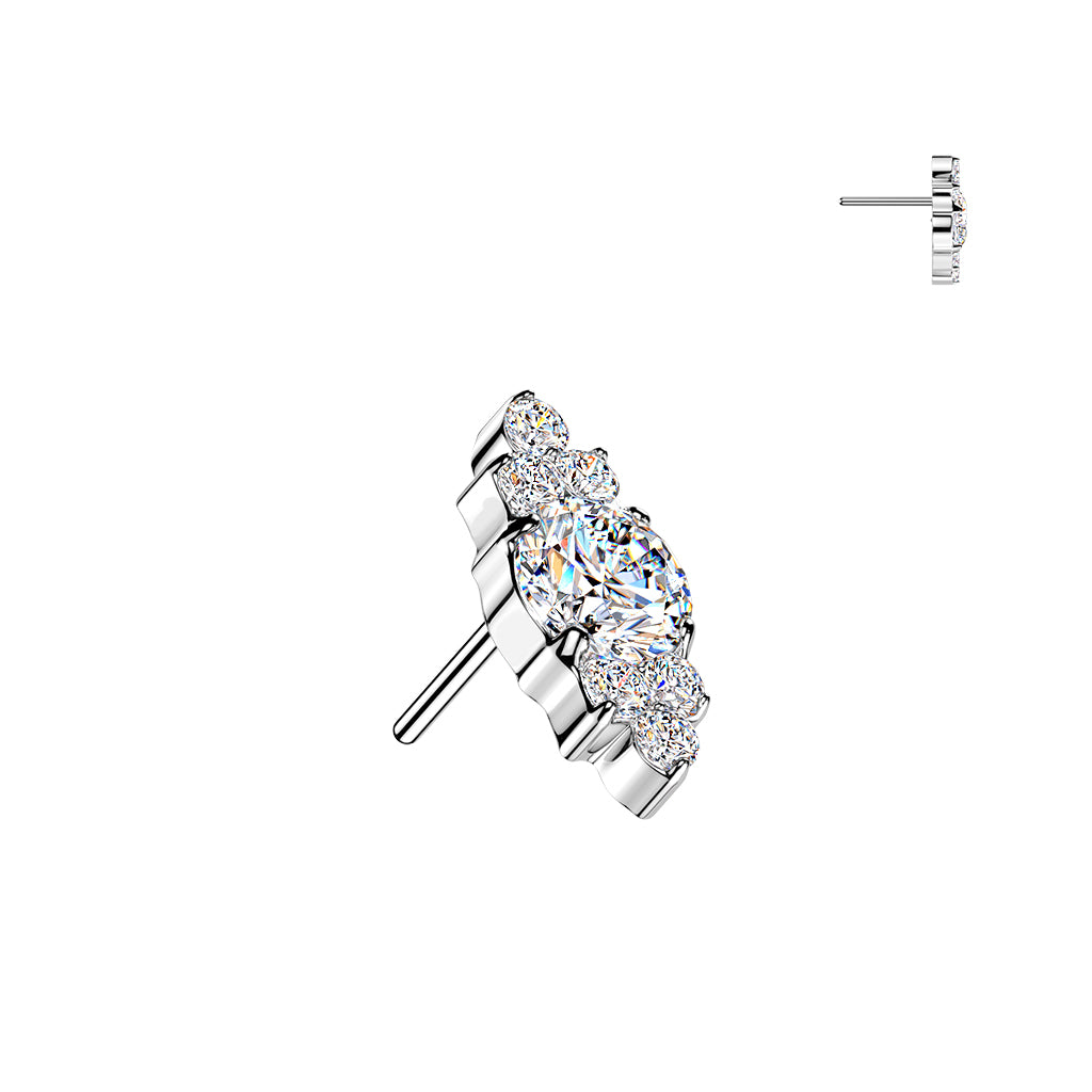 Tiny Round CZ Top With Trinity CZ Clusters