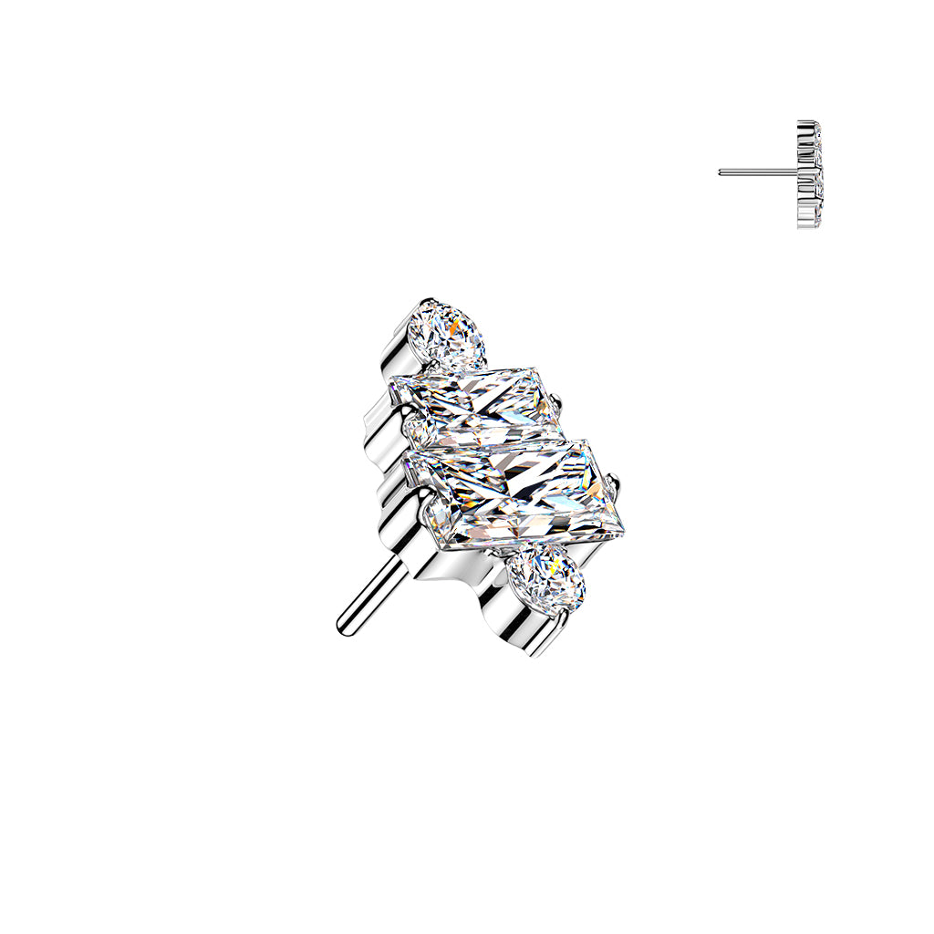 Tiny 2 Baguette & 2 Round CZ Cluster