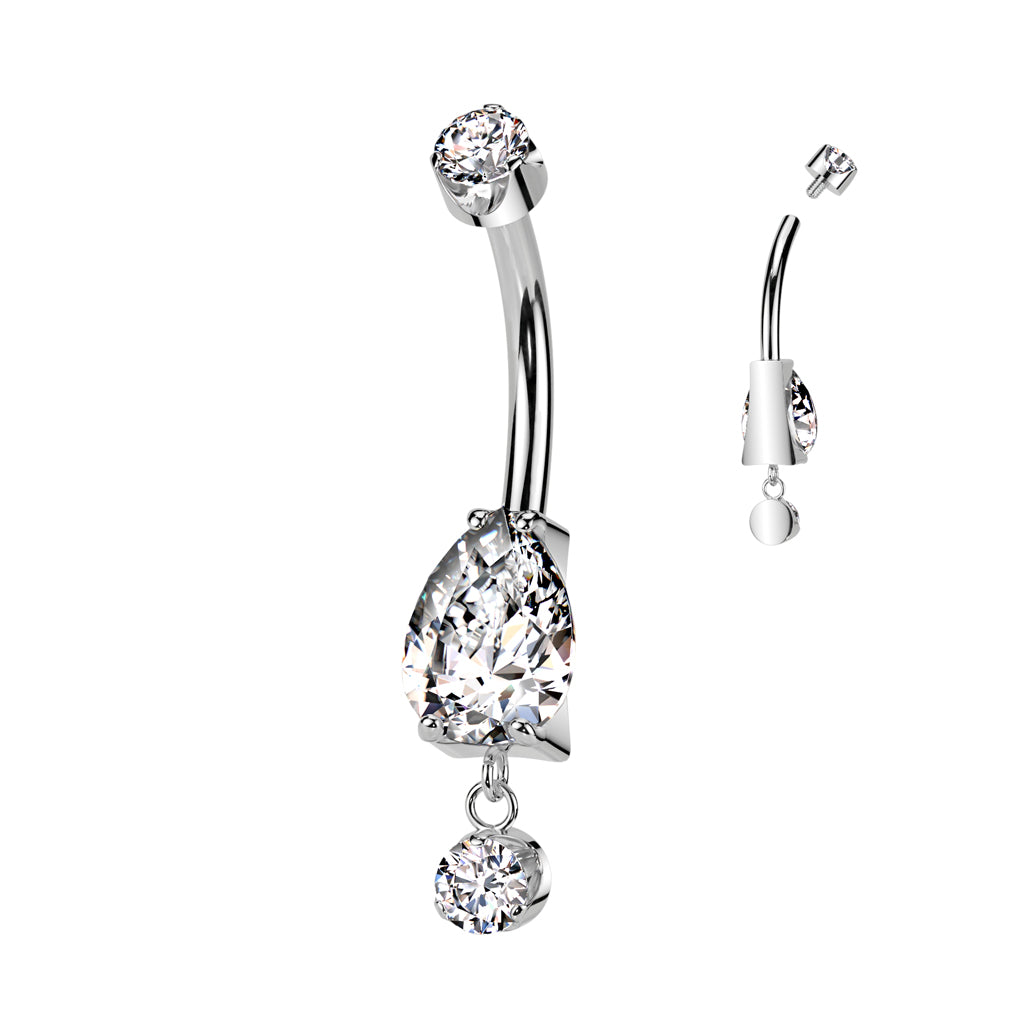 Prong Set Pear CZ With Prong Set CZ Dangle