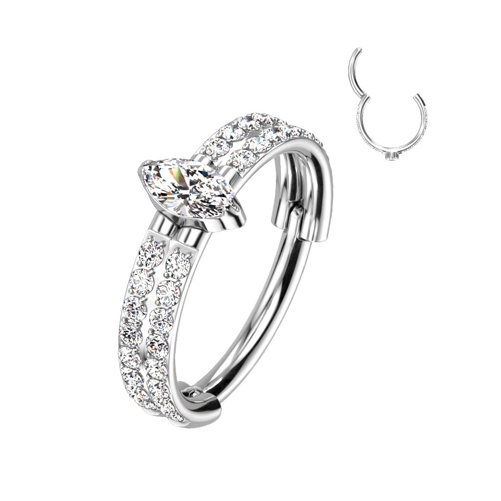 Outward Facing Double-Lined CZ and Center Marquise CZ