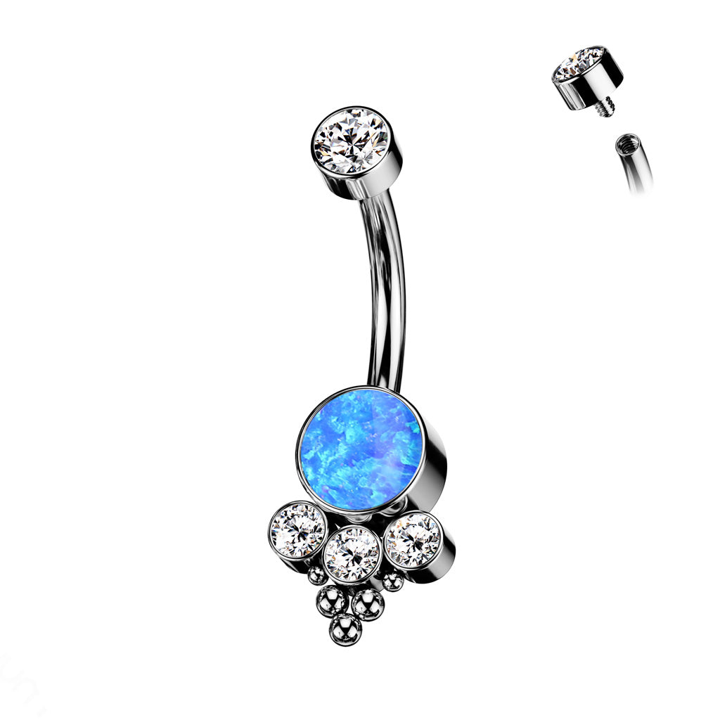 Threaded Bezel Set CZ Top With Bottom Opal
