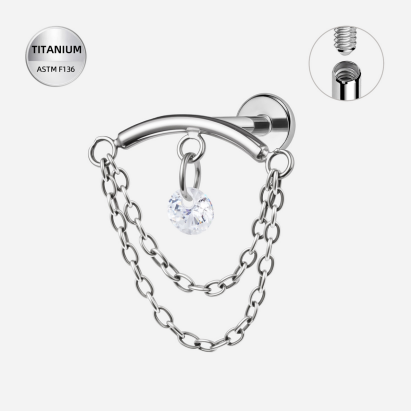 dangle heart prong curve chain