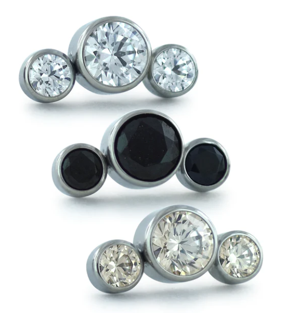 Titanium Bezel Set Gem Cluster - Curved 3