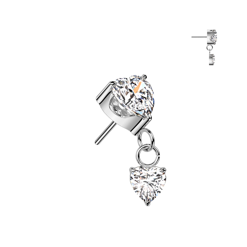 Heart prong with dangle heart