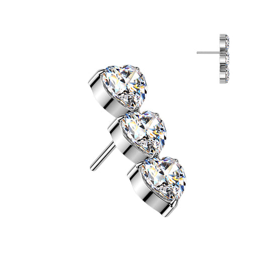 Triple Vertical CZ Heart