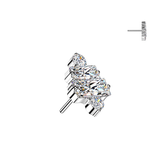 Tiny  2 Baguette & 2 Round CZ Cluster