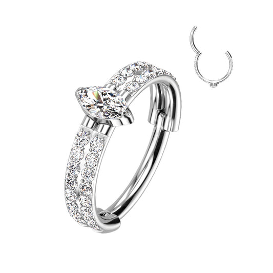 Outward Facing Double-Lined CZ and Center Marquise CZ