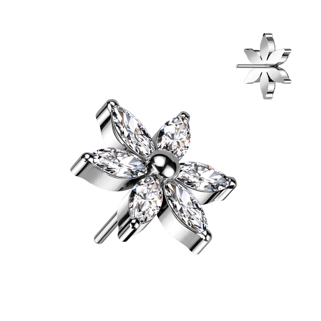 6 Marquise CZ Petals Flower