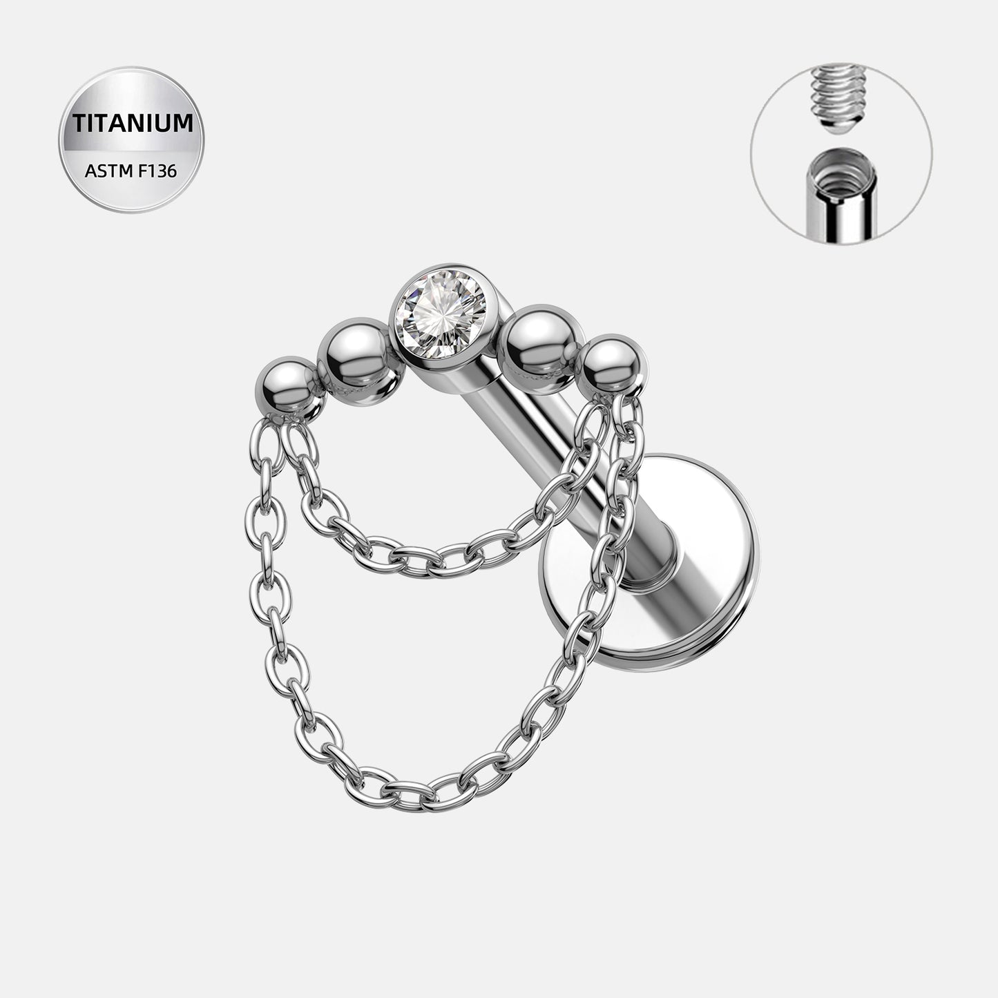Bezel Bead with Double Chain