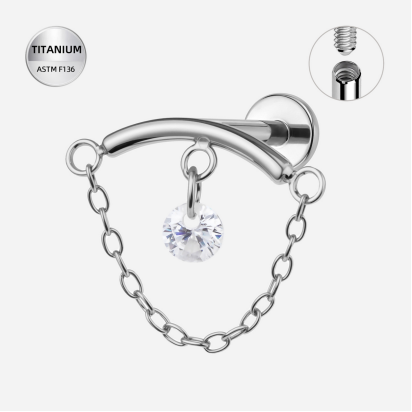 dangle round prong curve chain