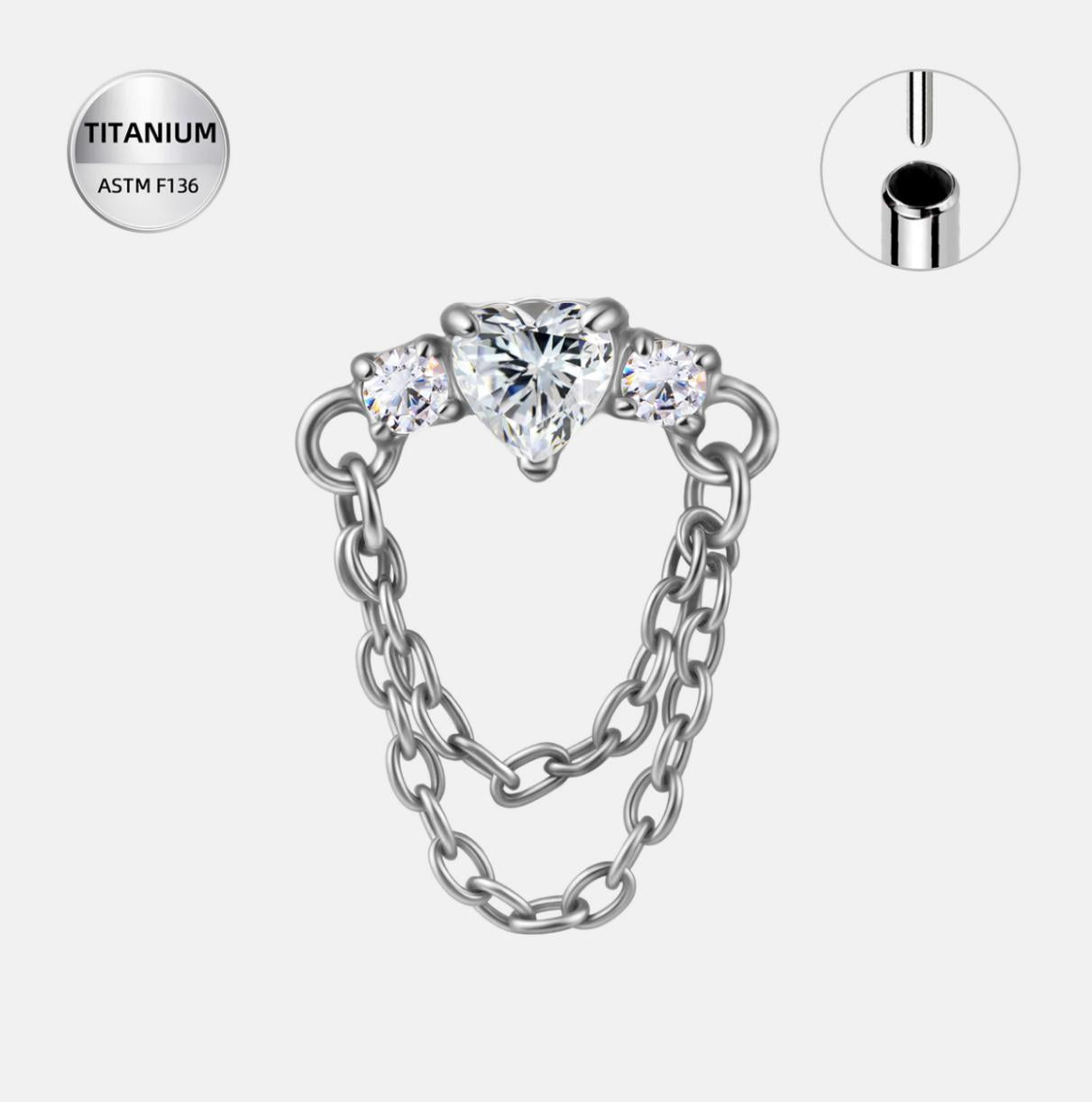 heart with 2 prong chain