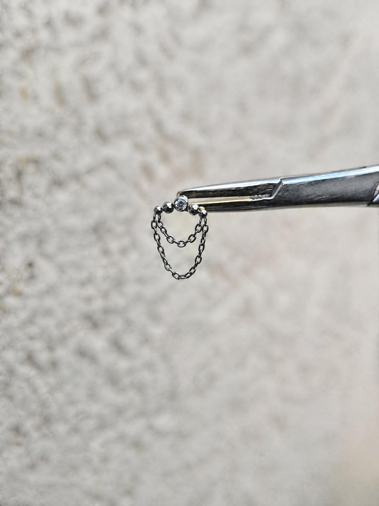 bezel bead with 2 chain
