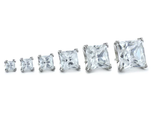 Titanium Princess Cut Prong Set Gem
