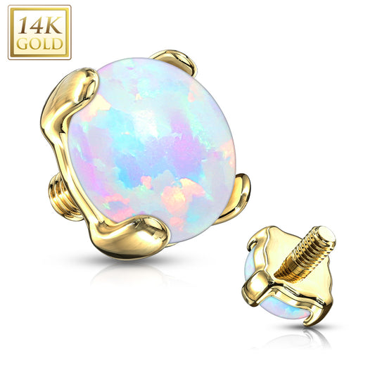 Prong Set Opal Stone 14K Solid Gold Dermal Anchor Top