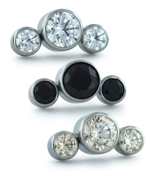 Titanium Bezel Set Gem Cluster - Curved 3