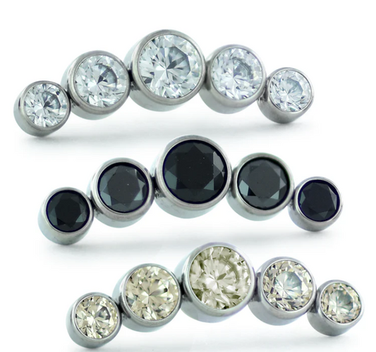 Titanium Bezel Set Gem Cluster - Curved 5