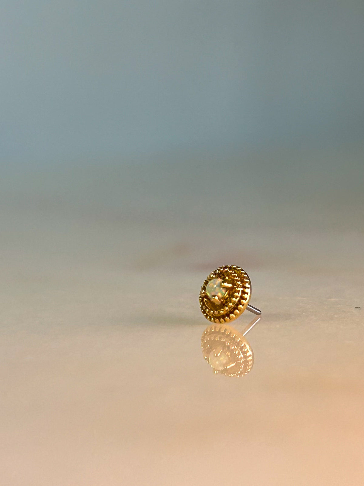 Round Double Millgrain with Opal