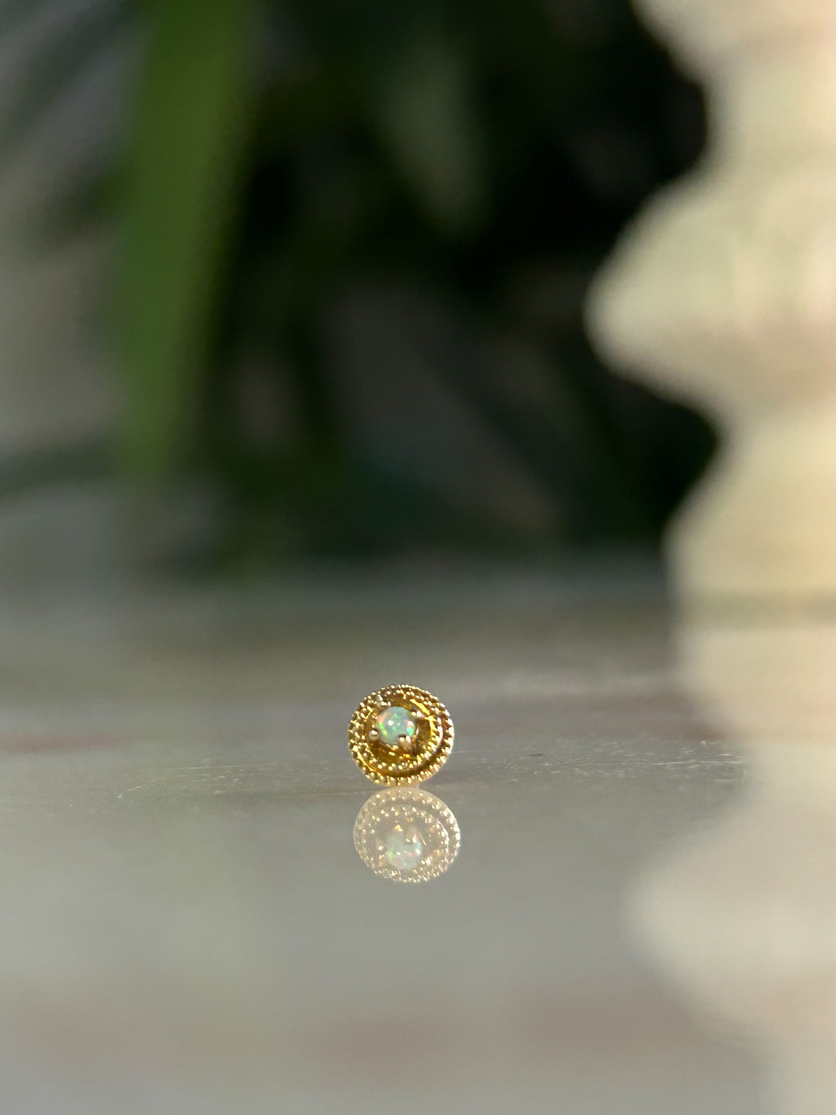 Round Double Millgrain with Opal